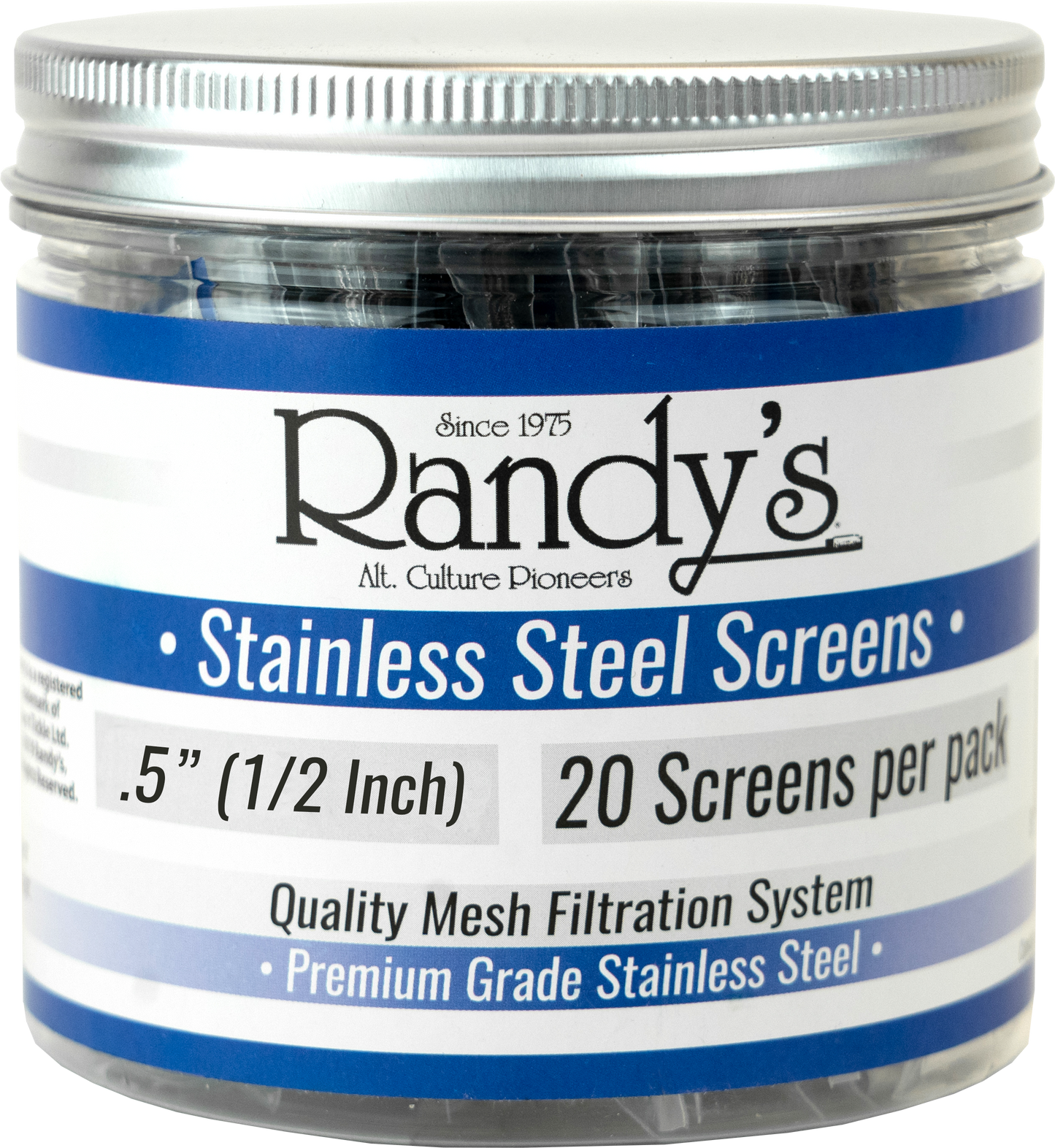 Randy's .5" Stainless Steel Screen Jar - (36 Packs Per Display)