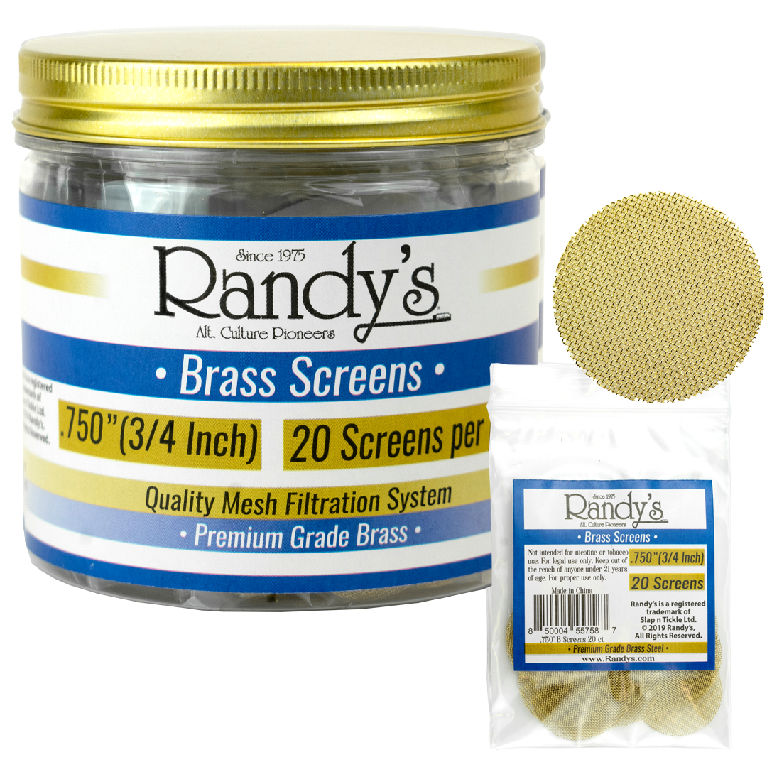 Randy's .750" Stainless Steel Screen Jar - Available In Stainless Steel Screen OR Brass - (36 Packs Per Display)