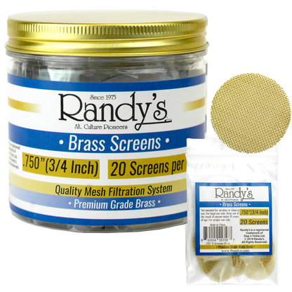 Randy's .750" Stainless Steel Screen Jar - Available In Stainless Steel Screen OR Brass - (36 Packs Per Display)