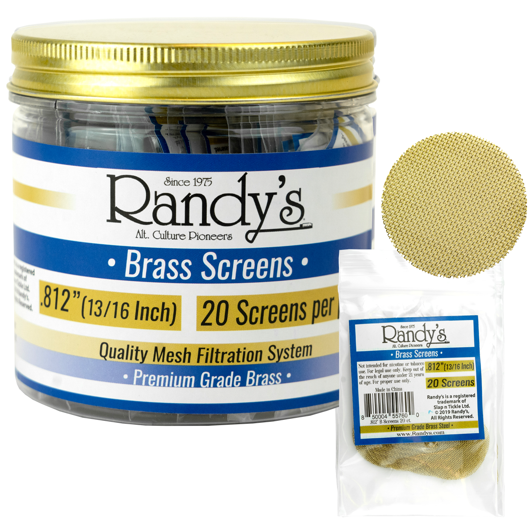 Randy's .812" Screen Jar - Available In Stainless Steel Screen OR Brass - (36 Packs Per Display)