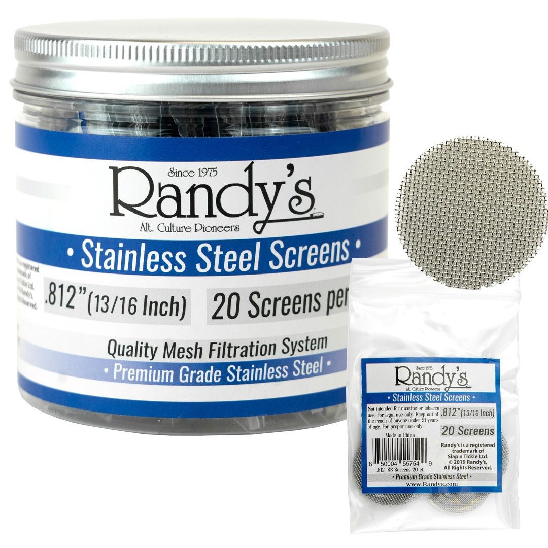 Randy's .812" Screen Jar - Available In Stainless Steel Screen OR Brass - (36 Packs Per Display)