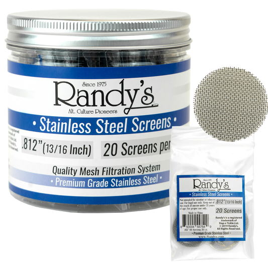 Randy's .812" Screen Jar - Available In Stainless Steel Screen OR Brass - (36 Packs Per Display)