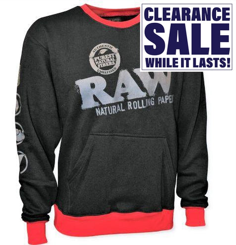 RAW Authentic Crewneck Sweatshirt - Black & Red - Various Sizes - (1 Count or 3 Count)