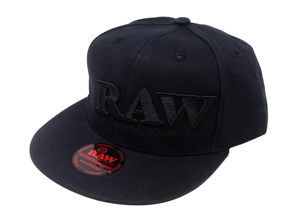 RAW Authentic Hat Black on Black Flat Brim Flex Fit Hat - (Various Sizes) -  (1CT, 3CT OR 6 Count)