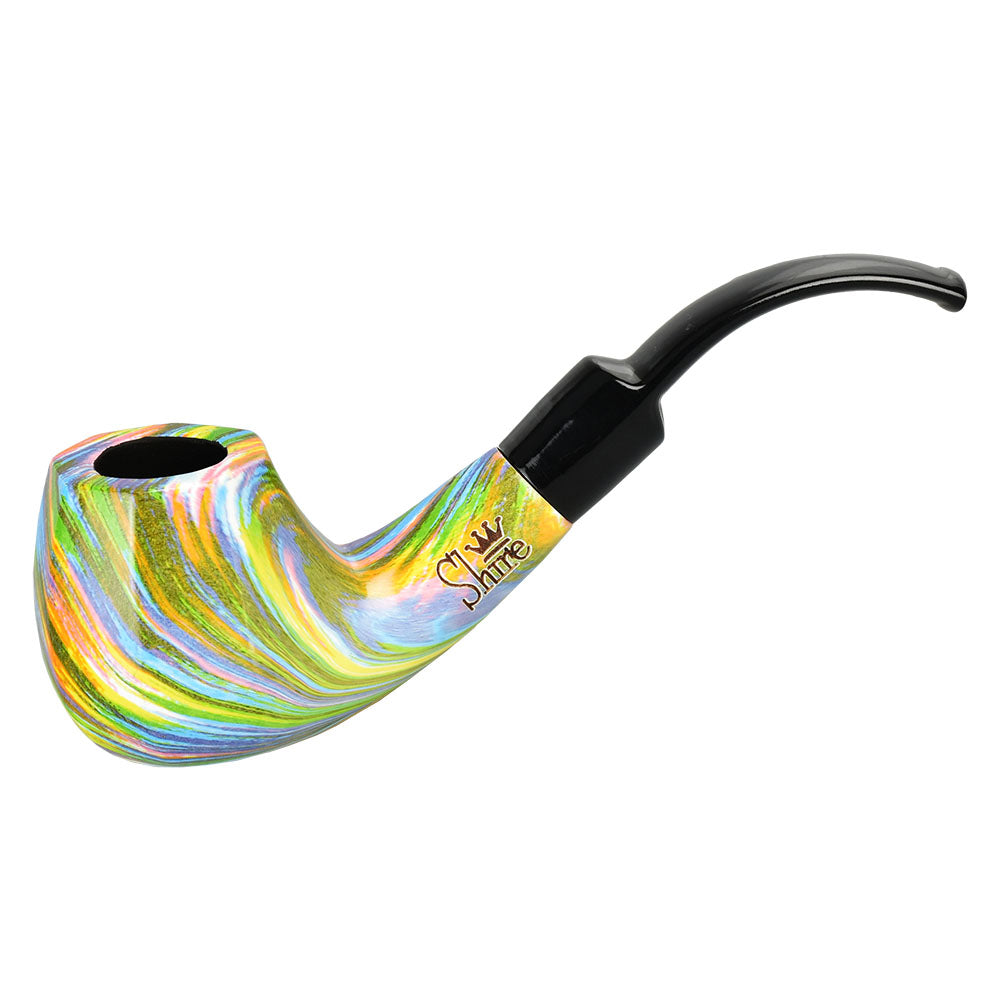 Pulsar Shire Pipes The Firebow | Bent Brandy Saddle Stem Rainbow Wood Pipe - Smoke N’ Poke