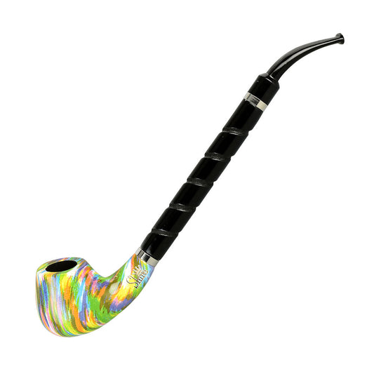 Pulsar Shire Pipes The Twister | Bent Brandy Spiral Stem Rainbow Wood Pipe - Smoke N’ Poke