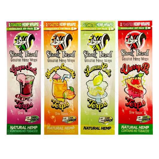 SKUNK Brand Terp Enhanced Hemp Wraps - Various Flavors - 2 Wraps Per Pack - (25 Count Display)