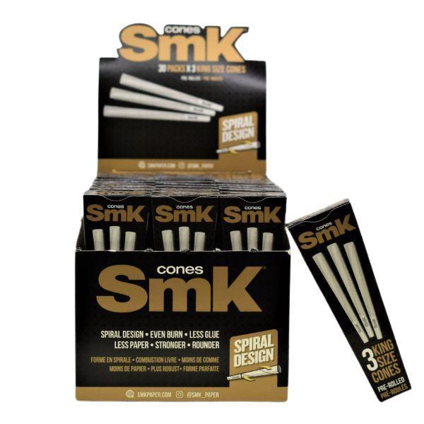 SMK King Size Spiral Design Cones - 3 Cones Per Pack - (30 Count Display)