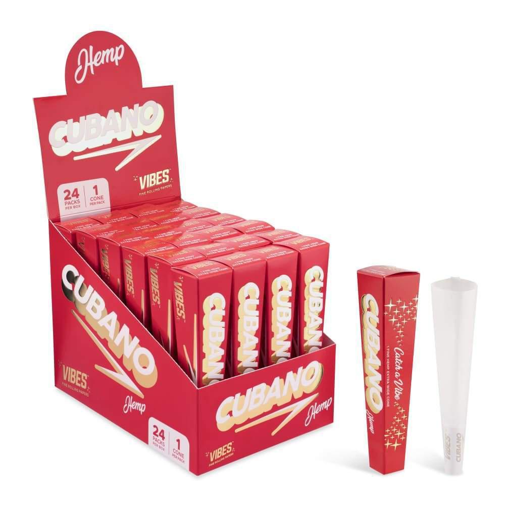 Vibes Cubano Hemp Cones King Size - 1 Cone Per Pack - (24 Packs Per Display)