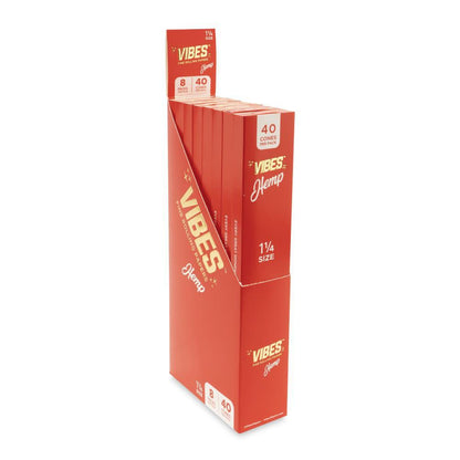 Vibes - Hemp 1 1/4 Cones - 8 Cones Per Pack - (40 Count Per Display)