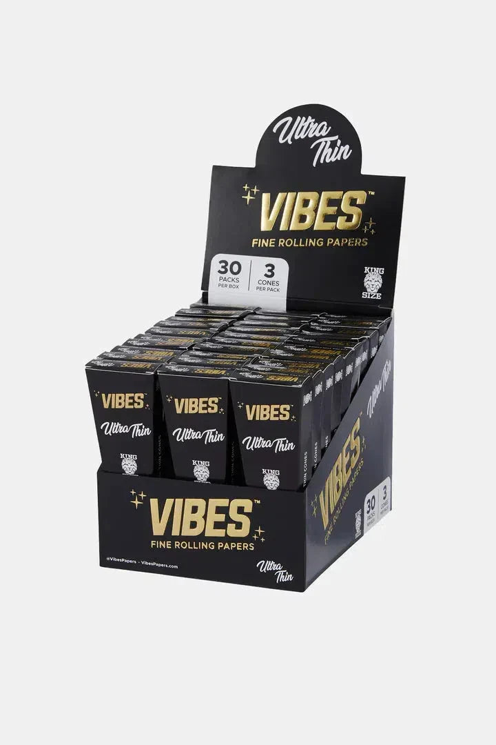 Vibes Ultra Thin Cones King Size - (30 Packs Per Box - 3 Cones Per Pack)