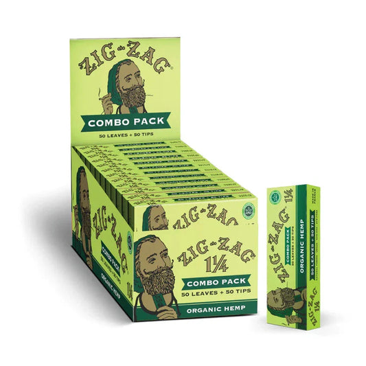 Zig-Zag Combo Pack - 1 1/4 Organic Hemp Rolling Papers And Tips Carton - (24 Per Display)