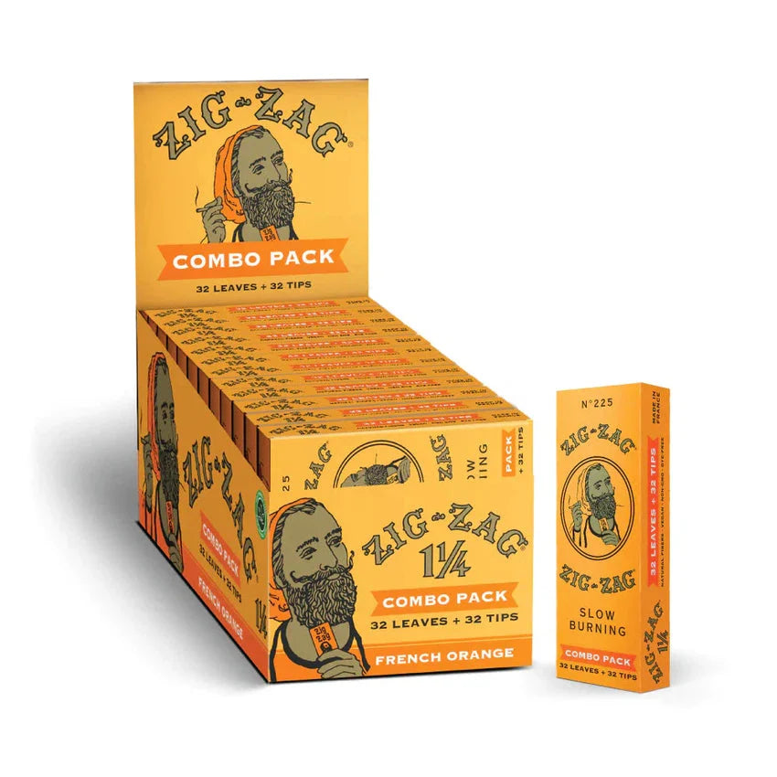 Zig-Zag Combo Pack - 1 1/4 Rolling Papers And Tips Orange Carton - (24 Per Display)