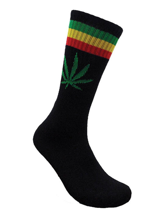 1 Pair - Leaf Republic Socks - Rasta Stripes - Smoke N’ Poke