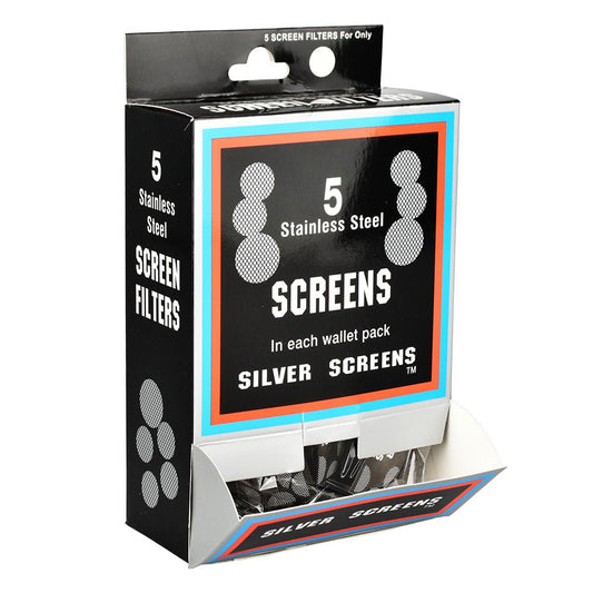 100PC DISPLAY - Silver/Stainless Steel Pipe Screen Filters - 5ct / 3/4" - Smoke N’ Poke