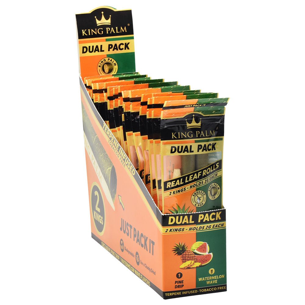 10PC DISP- King Palm Hand Rolled Leaf Dual Pack King - Pine Drip / Watermelon - Smoke N’ Poke