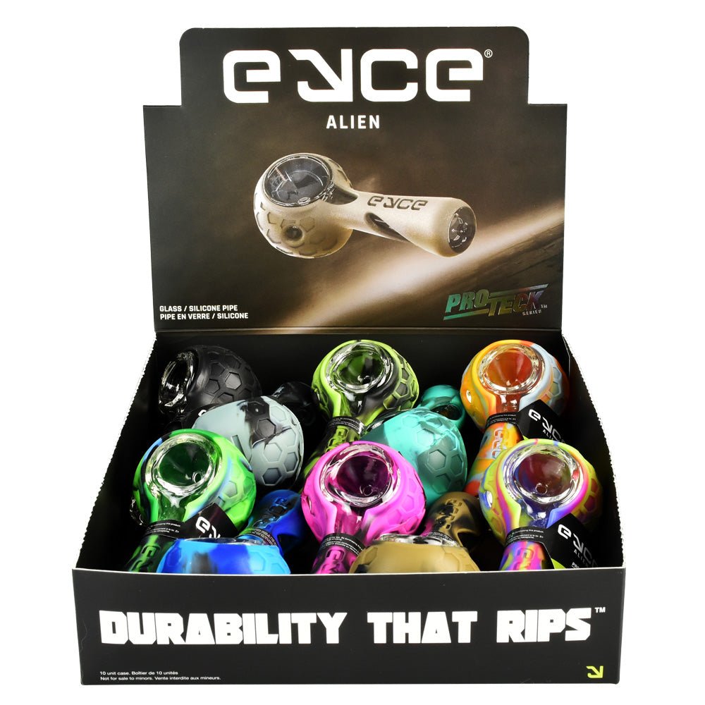 10PC DISPLAY - Eyce ProTeck Alien Spoon Pipe - 4.5" / Asst - Smoke N’ Poke