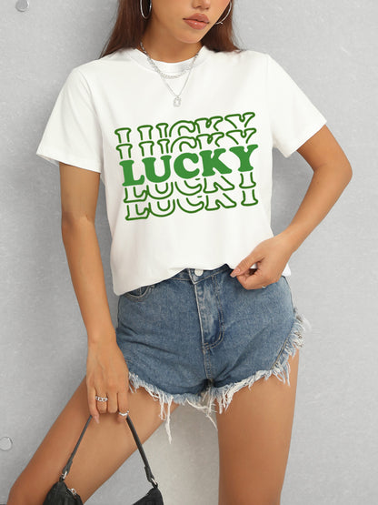 LUCKY Camiseta de manga corta con cuello redondo