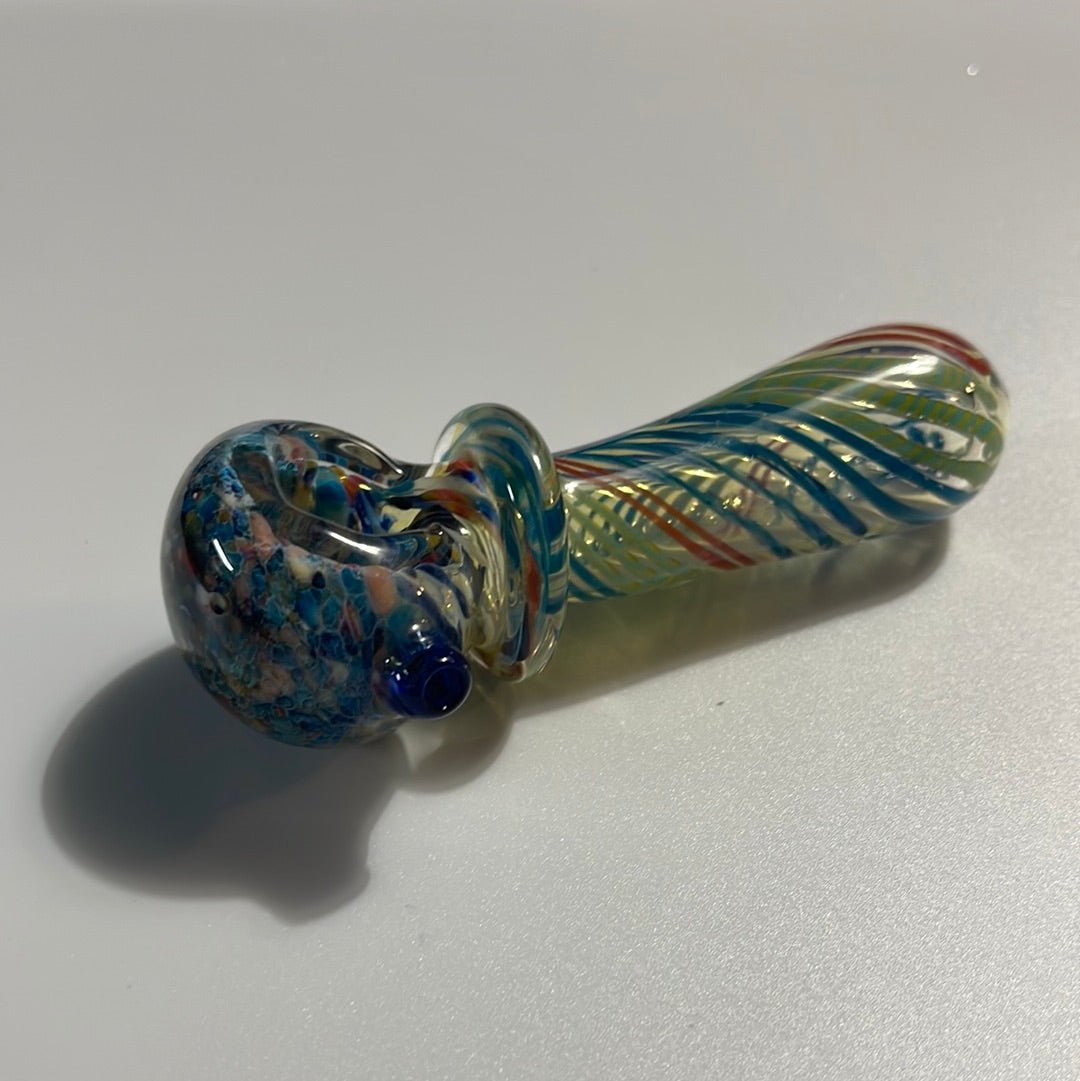 4.5” Multi Colored Striped Glass Hand Pipe - MyCannaConnoisseur