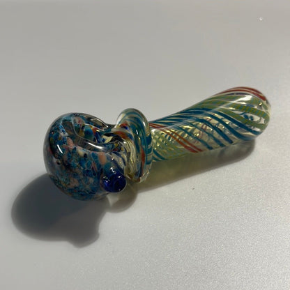 4.5” Multi Colored Striped Glass Hand Pipe - MyCannaConnoisseur