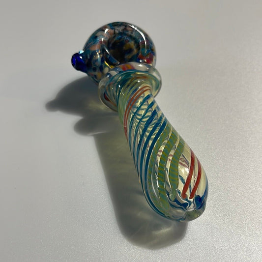 4.5” Multi Colored Striped Glass Hand Pipe - MyCannaConnoisseur