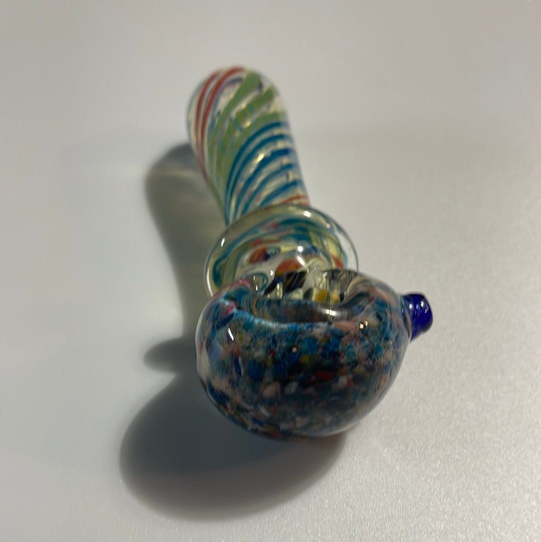 4.5” Multi Colored Striped Glass Hand Pipe - MyCannaConnoisseur