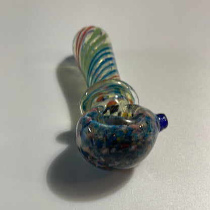 4.5” Multi Colored Striped Glass Hand Pipe - MyCannaConnoisseur