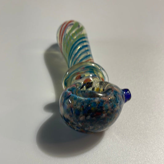 4.5” Multi Colored Striped Glass Hand Pipe - MyCannaConnoisseur