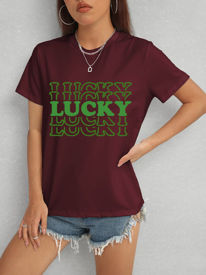 LUCKY Camiseta de manga corta con cuello redondo