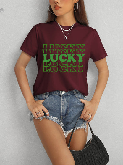 LUCKY Camiseta de manga corta con cuello redondo