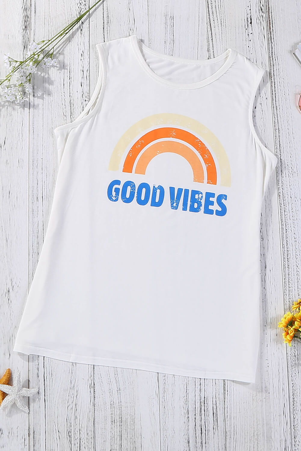 Camiseta sin mangas con cuello redondo GOOD VIBES