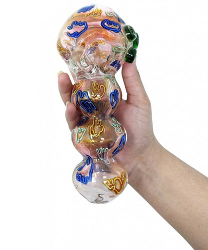 7.5" Gold Fumed Triple Rim Jumbo Hand Pipe - MyCannaConnoisseur