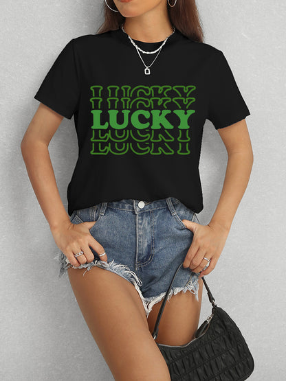 LUCKY Camiseta de manga corta con cuello redondo