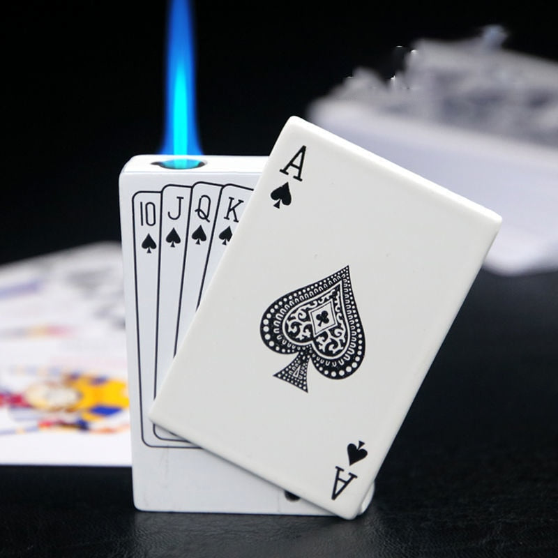 Metal Playing Cards Lighter Green Flame Poker Lighter Novel Lighter Poker Jet Torch Butane Metal Windproof Lighter - Smoke N’ Poke