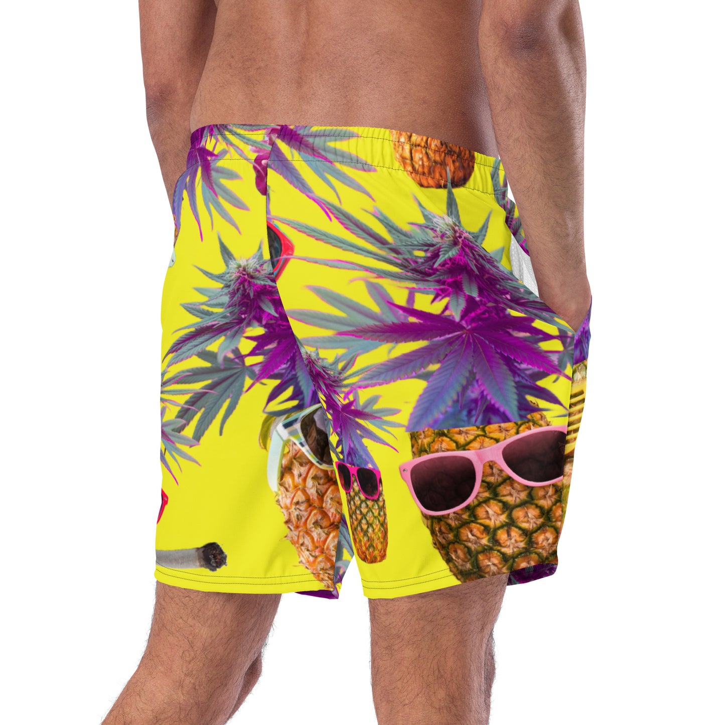 Men's Pineapple Express Swim Trunks - Smoke N’ Poke