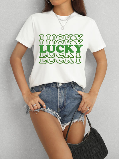 LUCKY Camiseta de manga corta con cuello redondo