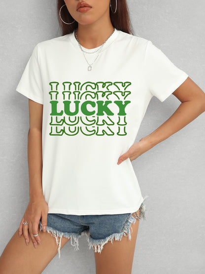 LUCKY Camiseta de manga corta con cuello redondo