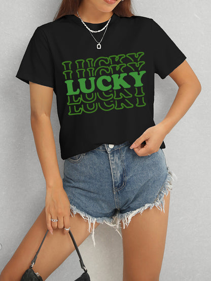 LUCKY Camiseta de manga corta con cuello redondo