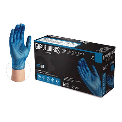 Gloveworks by AMMEX Blue Vinyl Industrial Gloves (Cs of 1000) - Smoke N’ Poke