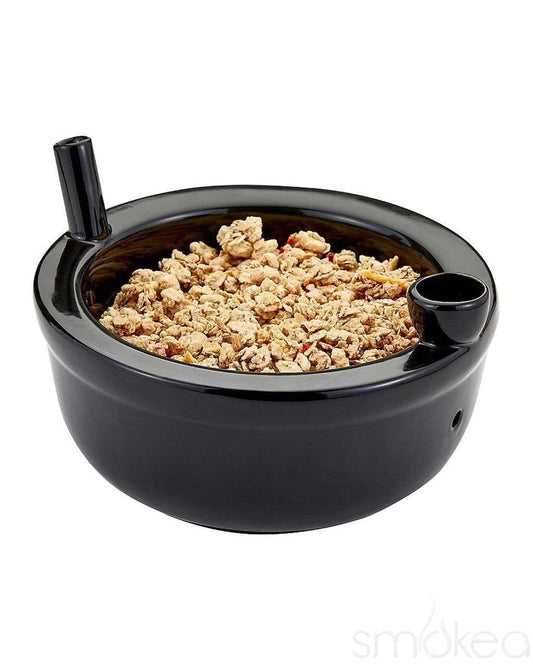 Ceramic Cereal Bowl Pipe - Black - Smoke N’ Poke