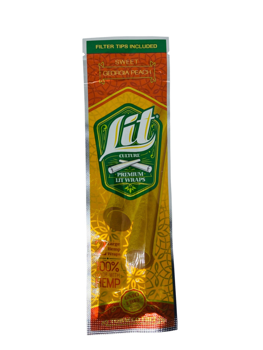 Lit Culture Peach Large Hemp Wraps - 2 Pack - Smoke N’ Poke