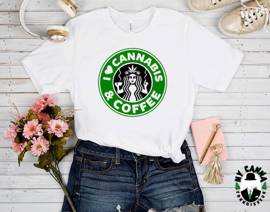 Galaxy Creations Cannabis & Coffee T-Shirt - Smoke N’ Poke