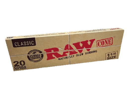 RAW Classic Pre-Roll 1-1/4” Cone - 20 Pack - Smoke N’ Poke