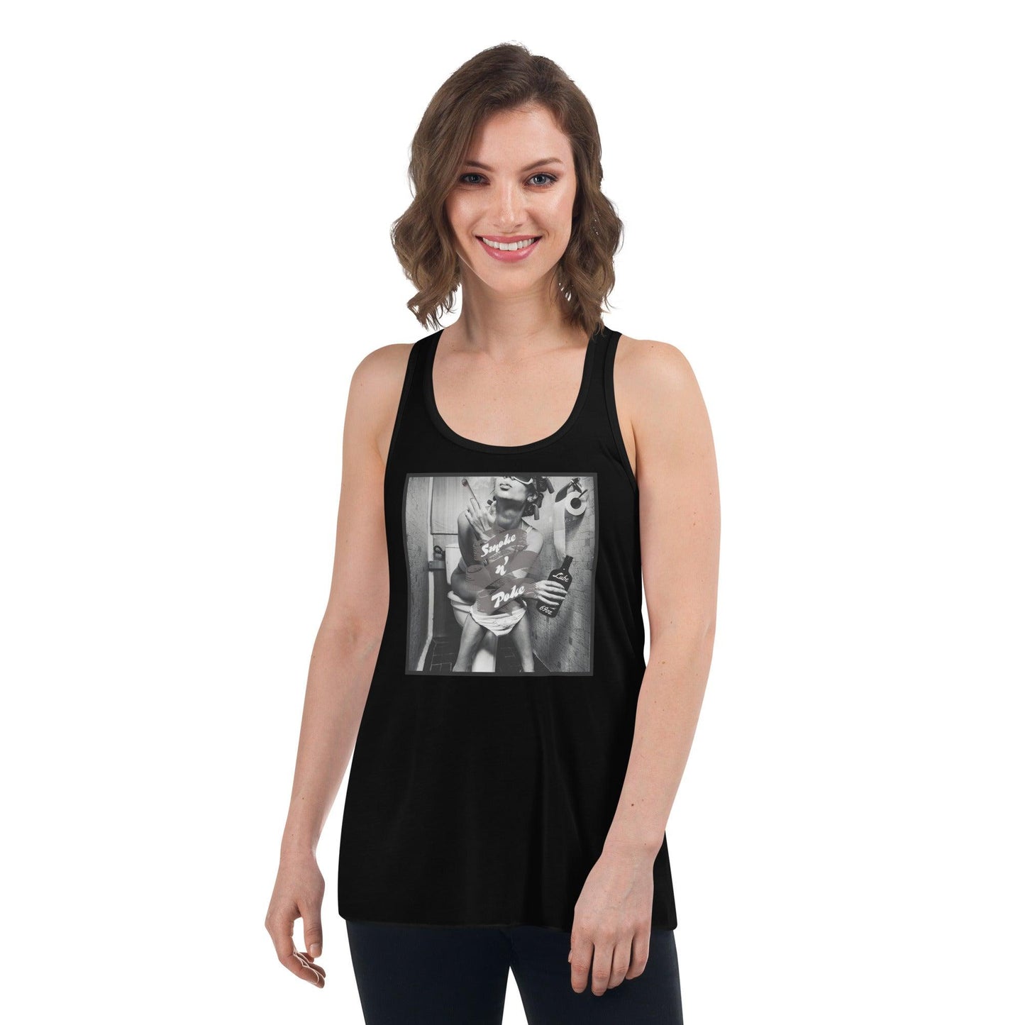 Women's Flowy Smoke n’ Poke Racerback Tank - Smoke N’ Poke